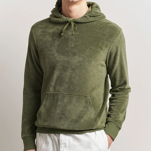 Sudadera con Capucha Verde Oliva Unisex Oversize de Forro Polar Casual de Otoño con Bolsillos Diseño Tejido Ajuste Regular Sólido con Serigrafía Frontal - Product Image 2