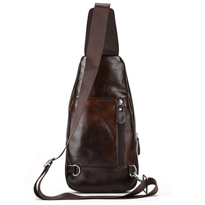 High Quality Vintage Travel First Layer Cowhide Leather Phone <b>Men's</b> Crossbody <b>Shoulder</b> Chest Sling <b>Bag</b> for <b>Men</b>. - Product Image 3