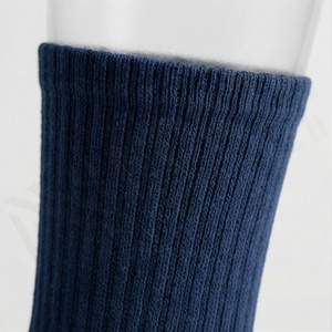 Crew <b>Socks</b> Solid Navy Blue 100% Cotton Breathable Knitted For Adults Daily Casual Wear Spring Season - Product Image 4