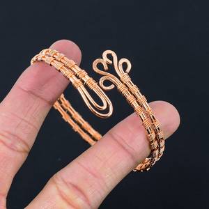 Pure <b>Copper</b> Ethnic Bracelete Twisted Wire Wrapped Adjustable Jewelry - Product Image 4