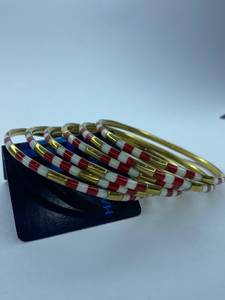 Handmade <b>Resin</b> Brass Bangles Gold Plated Ethnic Style Party Occasion Imitation Pearl Women's Fashion Jewelry - Product Image 1