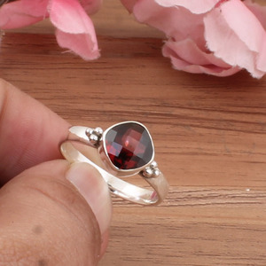 Anillo de Plata de Ley 925 con Granate Rojo Natural, Corte Brillante, Piedra de Nacimiento de Enero, Joyería Clásica de Boda, Venta al por Mayor, Anillo Genuino para Mujer - Product Image 3