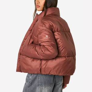 Veste matelassée pour femmes, mode, hiver, chaude, avec capuche, coupe-vent, couleur unie, légère, nouvelle qualité, logo personnalisé - Product Image 2