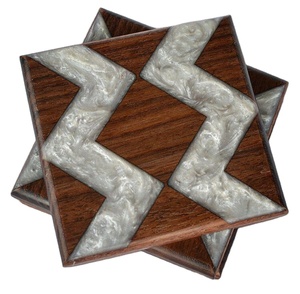 Posavasos de resina y madera de diseño moderno, posavasos para servir té, Juego de 4 piezas a granel del exportador indio SCI - Product Image 1