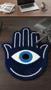 Alfombra de Lana de Lujo con Diseño de Mano de Hamsa y Ojo Turco, Tejida a Mano, Suave, Antideslizante, para Decoración Moderna del Hogar - Product Image 2