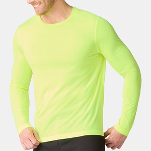 Wholesale <b>Athletic</b> Long Sleeve Shirt For Adult Green Color O Neck Knitted Regular Fit Casual Long Sleeve Shirt - Product Image 5
