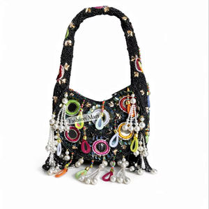 Bolso de Mano Artesanal de Alta Calidad con Cuentas, Multicolor, Decorativo con Cristales, para Fiestas, Venta al Por Mayor - Product Image 1