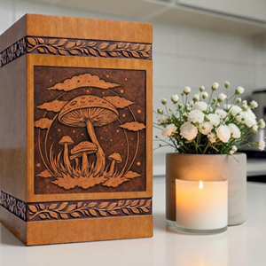 Handcrafted Wooden Urn <b>Box</b>, Mushroom Forest Engraved <b>Memorial</b> <b>Keepsake</b> <b>Memorial</b> <b>Keepsake</b> by AYAANS - Product Image 4
