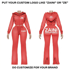 Conjunto Deportivo de Invierno para Hombre ZAINI Premium, 320 GSM, Felpa de Algodón, Color Rosa Coral, con Logotipo Personalizado, Sudadera con Cremallera y Pantalones Acampanados - Product Image 1
