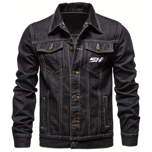 Chaqueta de Mezclilla Negra para Hombre, Corte Moderno y Ajustado, Chaqueta de Mezclilla Elástica Premium, Ajuste Cómodo, Transpirable, Color Sólido, Chaqueta Personalizada - Product Image 1