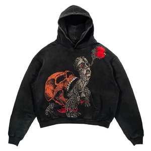 Sudadera con Capucha Oversize para Hombre de INDEX SPORTSWEAR, Estampado de Calaveras por Sublimación, Estilo Urbano, Felpa Francesa, Ropa de Otoño - Product Image 4