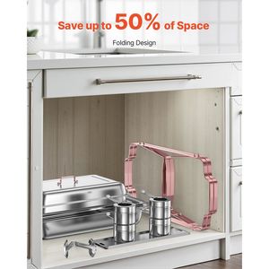 Set da buffet con scaldavivande in acciaio inox da 8 Qt, 2 pezzi, teglie rettangolari di dimensioni standard, coperchio, controllo manuale della temperatura, per catering - Product Image 3