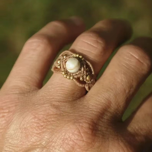 Handmade Macrame Pearl <b>Ring</b> <b>Adjustable</b> Boho String <b>Ring</b> Natural Pearl Gemstone Minimalist Jewelry for Women - Product Image 1