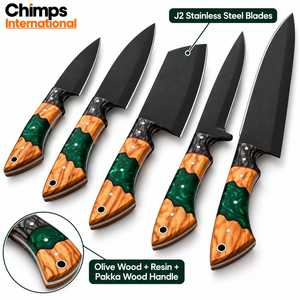 Ensemble de couteaux de cuisine luxueux à 5 pièces, forgés à la main, manche en bois, acier inoxydable J2, couteau à éplucher, couteau Santoku, couteaux de chef - Product Image 2