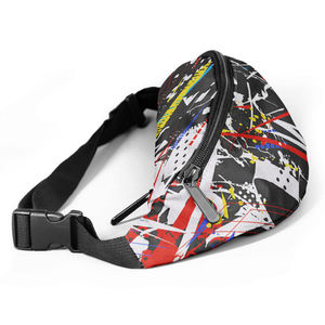 Unisex Geometric Pattern Waist Bag With Zipper Closure For Daily Use - Product Image 3
