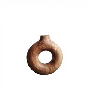 Vase en bois moderne, fin et conique, sculpté à la main, en bois massif naturel, bouteille haute, centre de table minimaliste, récipient à fleurs - Product Image 6