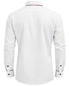 Camisa de Vestir Blanca para Hombre, Corte Entallado, Manga Larga, Cierre de Botones, Ribete en Contraste, Formal, Informal, para Oficina, Mezcla de Algodón, OEM, ODM, Logotipo Personalizado - Product Image 2