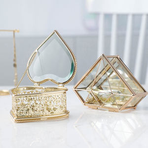 <b>Large</b> Square Glass Luxury Jewelry <b>Box</b> Enamel Butterfly Design Pink/Purple Silver Metal Edging Magnetic Closure Durable Portable - Product Image 4