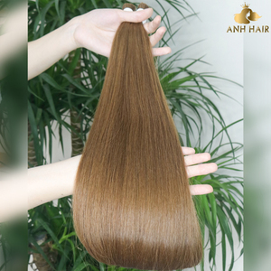 ผมสีน้ำตาลอ่อนเป็นช่อๆ ผมสีน้ำตาลทองเป็นช่อๆ # ผมตรงสีน้ำตาลอ่อนเวียดนาม 6 มัด ผมตรงธรรมชาติสีน้ำตาลอ่อน - Product Image 3