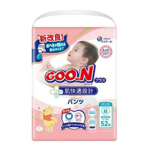 Nouvelles couches-culottes pour bébé GOON fabriquées au Japon, taille M, 52 pièces – Coton doux, respirant, protection 3D contre les fuites, confort, imprimé coton - Product Image 1