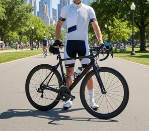 Ensemble de maillot de cyclisme unisexe personnalisé sublimé, coupe ajustée, léger, coupe-vent, 100% polyester, avec cuissard, cadeau pour cyclistes - Product Image 6