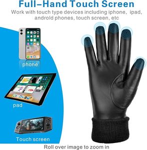 Gants en cuir pour femmes, hiver, en laine de mouton, chauds pour le temps froid |   Gants doublés pour femmes à écran tactile pour écrire des messages SMS - Product Image 1