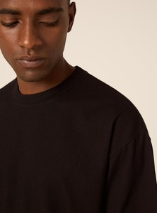 Men's Black Regular Fit Heavyweight Yarn Dyed Short Sleeve O-Neck T-Shirt Casual <b>Plain</b> Cotton Jersey <b>Tee</b> - Product Image 4