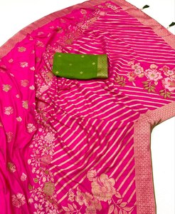Reglance Designer Dola Silk Jacquard Saree Meenakari Weaving Dori Piping Border Quick Dry Wrinkle Free Festive Wear Traditional - Product Image 2
