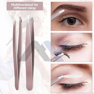 Pinzas para Pestañas de Acero Inoxidable y Aleación, Juego de 9 Piezas, Pinzas para Pestañas Color Oro Rosa, Estilo Moderno - Product Image 3