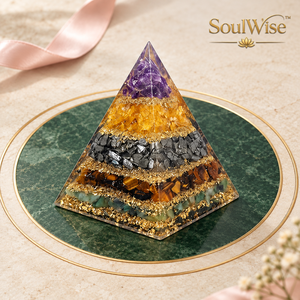 Pyramide d'orgone 7 chakras, pierres précieuses, cristal, sculptée à la main, gravée, décoration Feng Shui pour la maison - Product Image 6