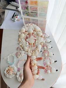 กระจกมือถือเปลือกหอยทำมือสุดหรู กระจกแต่งหน้าเปลือกหอยธรรมชาติ สำหรับเป็นของขวัญและของตกแต่งบ้าน - Product Image 5
