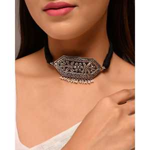Collar de Plata Fina Meera Jaipur Suryamuk, Diseño Elegante Chitai - Product Image 2