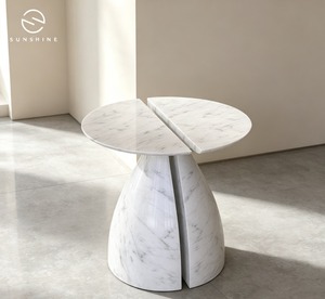 Premium Black White Marble Tall Accent <b>Table</b> for Modern Living Room and <b>Office</b> Furniture Malaysia Made - Product Image 1