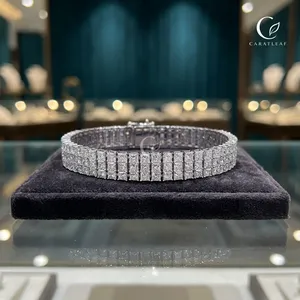 Pulsera de tenis de oro de 14K y chapado en oro de 18K con diamantes cultivados en laboratorio de corte princesa de 14.16 quilates, 174 piezas, joyería fina de lujo para bodas - Product Image 5