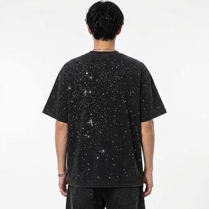 T-shirts personnalisés pour hommes avec logo en strass imprimé par transfert thermique – Vente en gros de chemises pour hommes – Meilleur prix – Personnalisation de marque par strass - Product Image 3
