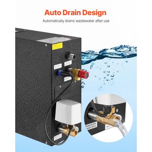 Generatore di Vapore Commerciale da 4 kW con Scarico Automatico per Sauna Domestica Interna, Bagno Spa, Protezione da Surriscaldamento e Surriscaldamento a Secco, con Controllo, Potenza 9 kW - Product Image 5