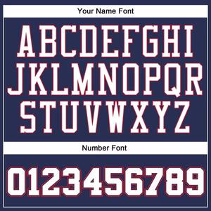 Camiseta de Baloncesto Personalizada, Auténtica, en Azul Marino, Blanco y Rojo, con Costuras Reforzadas, Malla Sublimada Premium, Uniforme Deportivo Universitario, Logotipo Personalizado en el Cuello - Product Image 3