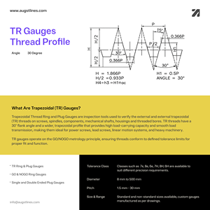 Trapezoidal Thread Ring <b>Gauges</b> Tr 20X4, Tr 26X5, Tr 32X6, Tr 44X7, Tr 50X8 7e, 8e External Thread Inspection GO NOGO AUGST LINES - Product Image 4