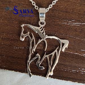 Collier pendentif cheval en argent sterling 925, fait main, bijou équestre, cadeau pour femmes et hommes - Product Image 3