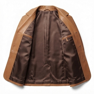 Manteau en cuir véritable pour homme, imperméable, écologique, style urbain, pour l'hiver, avec fermeture frontale, vêtement d'extérieur tendance - Product Image 6