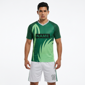 Camiseta de Fútbol para Hombre, Verde y Blanca, Manga Corta, Cuello en V, Poliéster que Absorbe la Humedad, para Todas las Temporadas, Corte Regular, Estampado Sublimado - Product Image 6