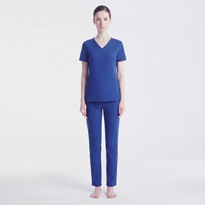 Ensemble de blouses bleues pour femmes, haut à col en V et pantalon, uniforme d'hôpital, vêtements de travail médicaux pour infirmières - Product Image 3