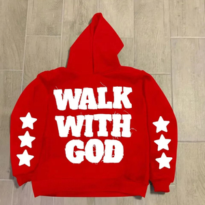 Sudadera con capucha informal con estampado de letras y estrellas para mujer, para otoño, estilo pullover. - Product Image 1