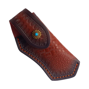 Handmade <b>Leather</b> <b>Pouch</b> Folding Knife Sharp Folding Blade <b>Leather</b> <b>Pouch</b> Wooden Grip Camping Hiking Outdoor Pocket Equipment - Product Image 1