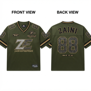 Jersey de Fútbol Americano para Hombre, Premium, 220 GSM, Tejido de Poliéster, Verde Oliva, Negro, Dorado, Sublimación Personalizada, Jersey con Bordado Tackle Twill - Product Image 1