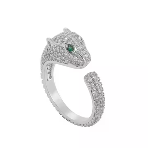 Luxury Snake Head Cocktail <b>Ring</b> With Moissanite Pave Setting <b>925</b> <b>Silver</b> Unisex Animal Design Everyday Wear - Product Image 2