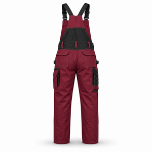 Salopette de travail pour homme en coton respirant avec logo personnalisé, poches cargo, genoux renforcés, bretelles réglables, impression sérigraphiée - Product Image 3