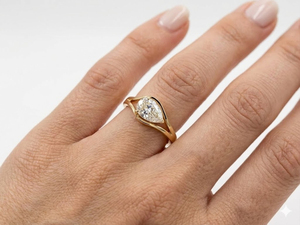 แหวนหมั้นเพชรทรงหยดน้ำ 1.25 กะรัต ทองคำขาว 14K ดีไซน์แหวนแยกส่วน ประดับเพชรทรงหยดน้ำเพาะเลี้ยงในห้องปฏิบัติการ ของขวัญเครื่องประดับแต่งงานสุดพิเศษ - Product Image 4