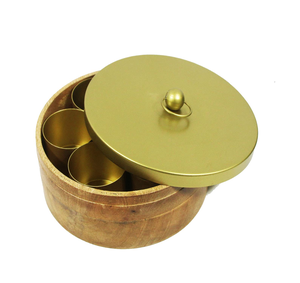 Wood Spice <b>Box</b> Elegant Wooden Masala <b>Box</b> For Storing Spices With Antique Finish Kitchen Organizer Manual Design - Product Image 6
