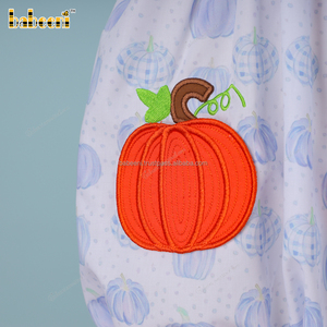 Ropa de Bebé para Niño, 100% Algodón, Certificación OEKO-TEX, Diseño de Calabaza Azul con Apliques, Manga Corta, Cierre con Broches, Verano, ODM OEM - Product Image 5